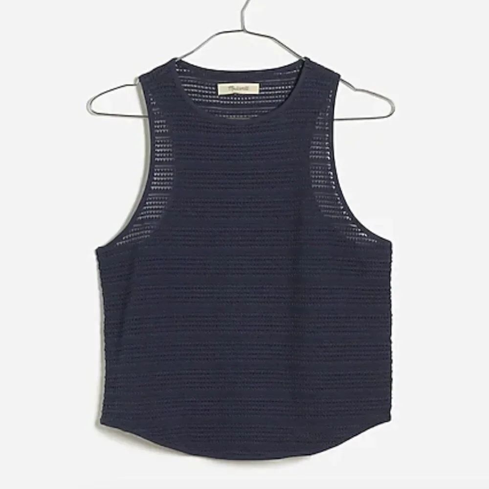 Madewell Crochet-Knit Cutaway Tank in Ink blue size xs